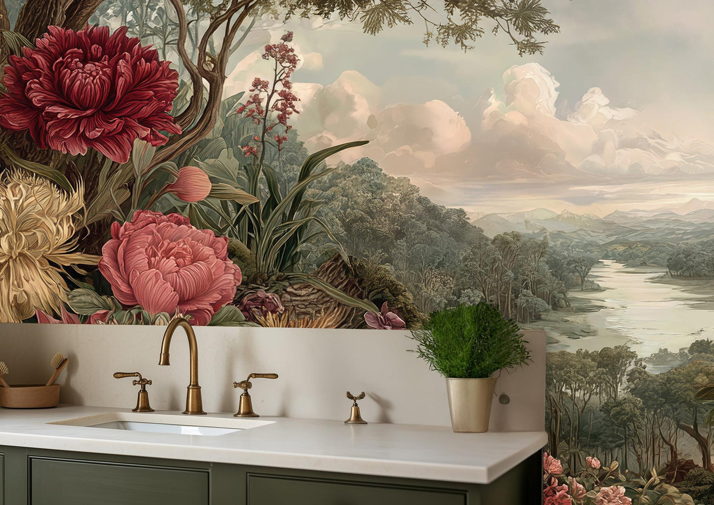 Vintage Multi Color wallpaper for Bathroom