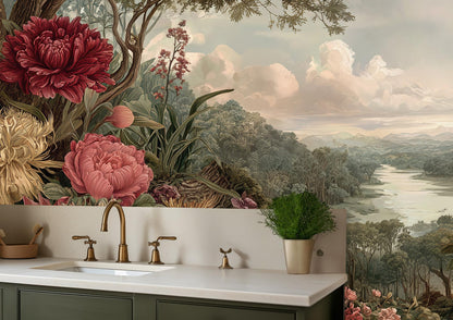 Vintage Multi Color wallpaper for Bathroom