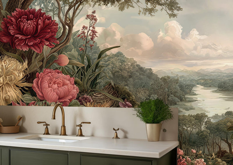 Banyo için Vintage Çok Renkli duvar kağıdı