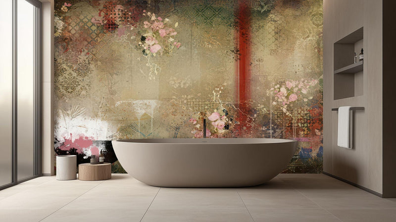 Vintage Multi Color wallpaper for Bathroom