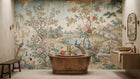 Banyo için Vintage Çok Renkli duvar kağıdı