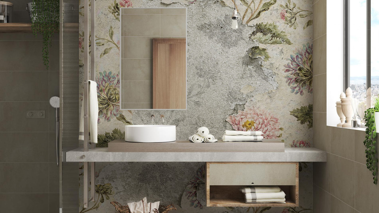 Vintage Multi Color wallpaper for Bathroom