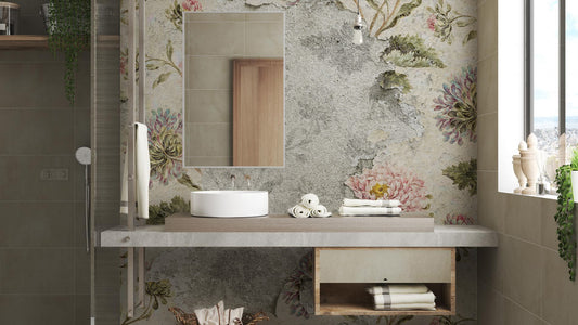 Vintage Multi Color wallpaper for Bathroom