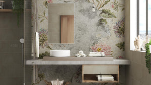 Vintage Multi Color wallpaper for Bathroom