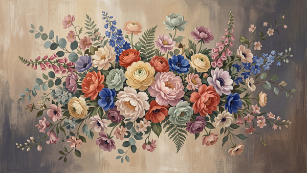 Vibrant Floral Bouquet Wallpaper - Sample