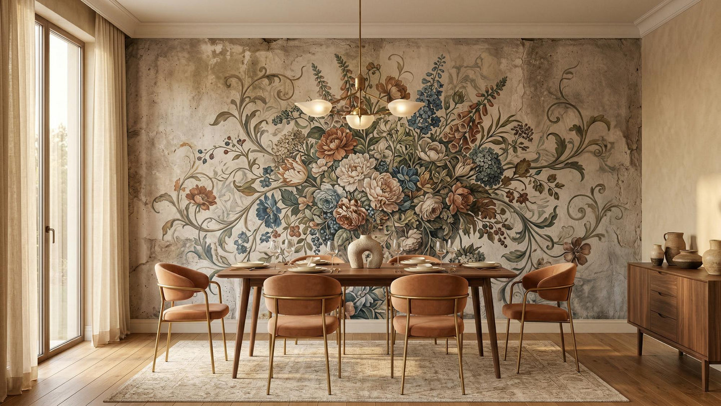 Vintage Multi Color wallpaper for Dining Room