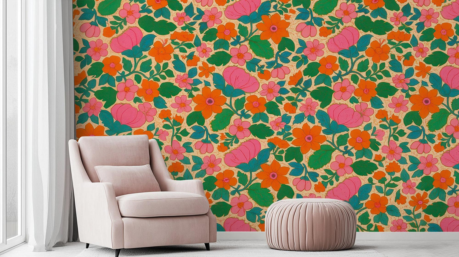 Vintage Multi Color wallpaper for Living Room