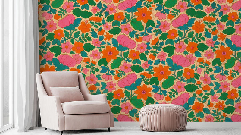 Vintage Multi Color wallpaper for Living Room