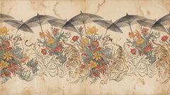 Tropical Umbrella and Tiger Wallpaper