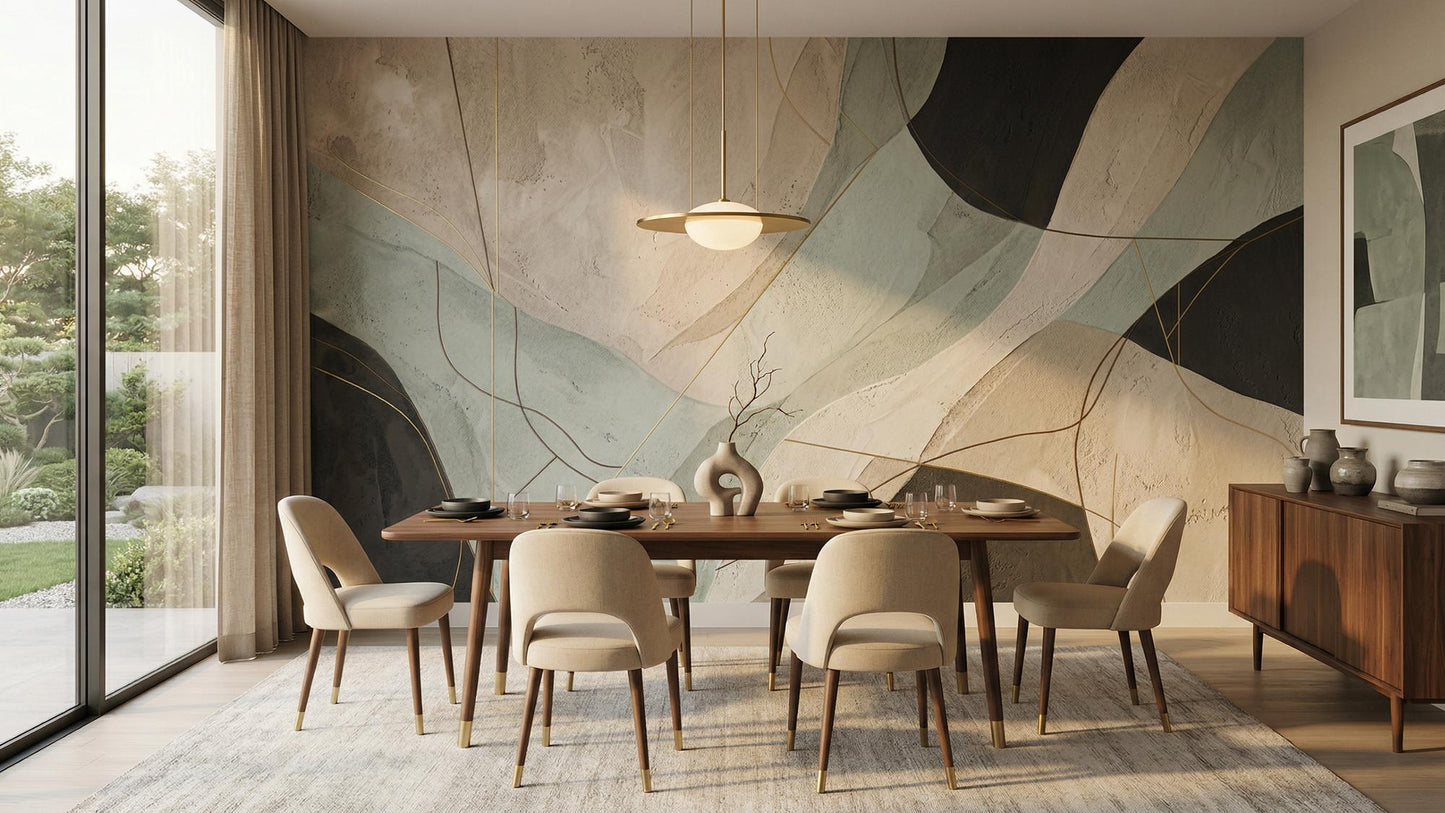 Abstract Muted wallpaper for Dining Room