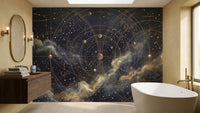 Contemporary Navy wallpaper for Bathroom