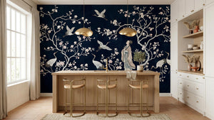 Contemporary Navy wallpaper for Dining Room