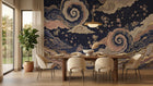 Contemporary Navy wallpaper for Dining Room