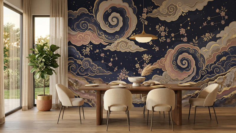 Contemporary Navy wallpaper for Dining Room
