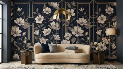 Contemporary Navy wallpaper for Living Room