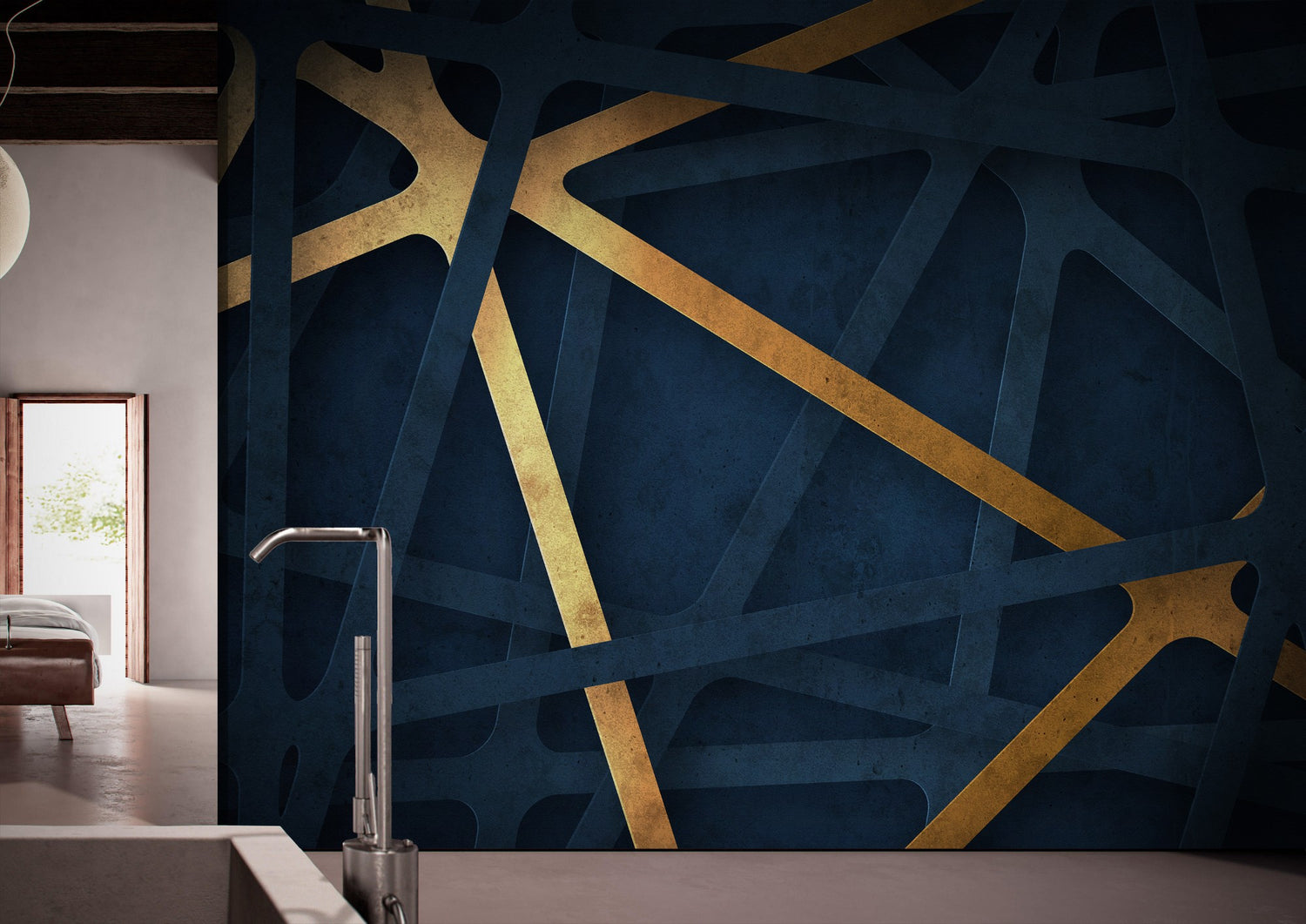 Modern Navy wallpaper for Living Room