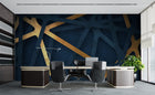 Navy and Gold Geometric wallpaper mural for a focused office workspace
