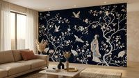 Traditional Navy wallpaper for Living Room