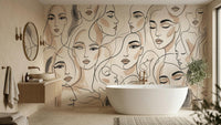 Abstract Neutral wallpaper for Bathroom