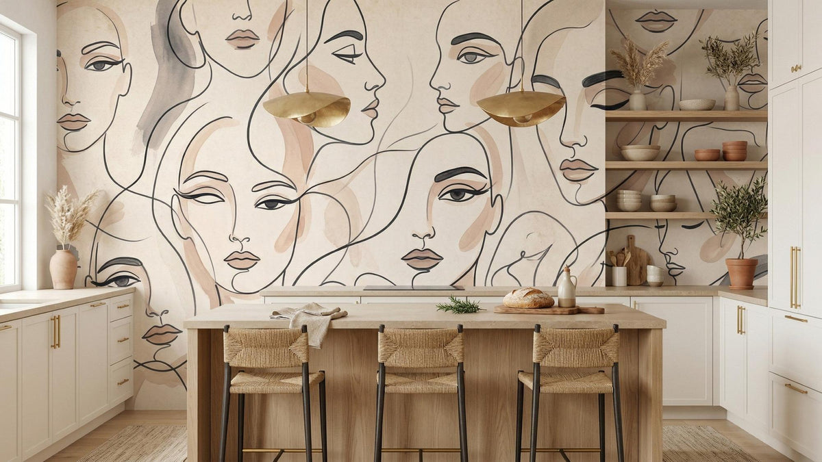 Abstract Neutral wallpaper for Kitchen