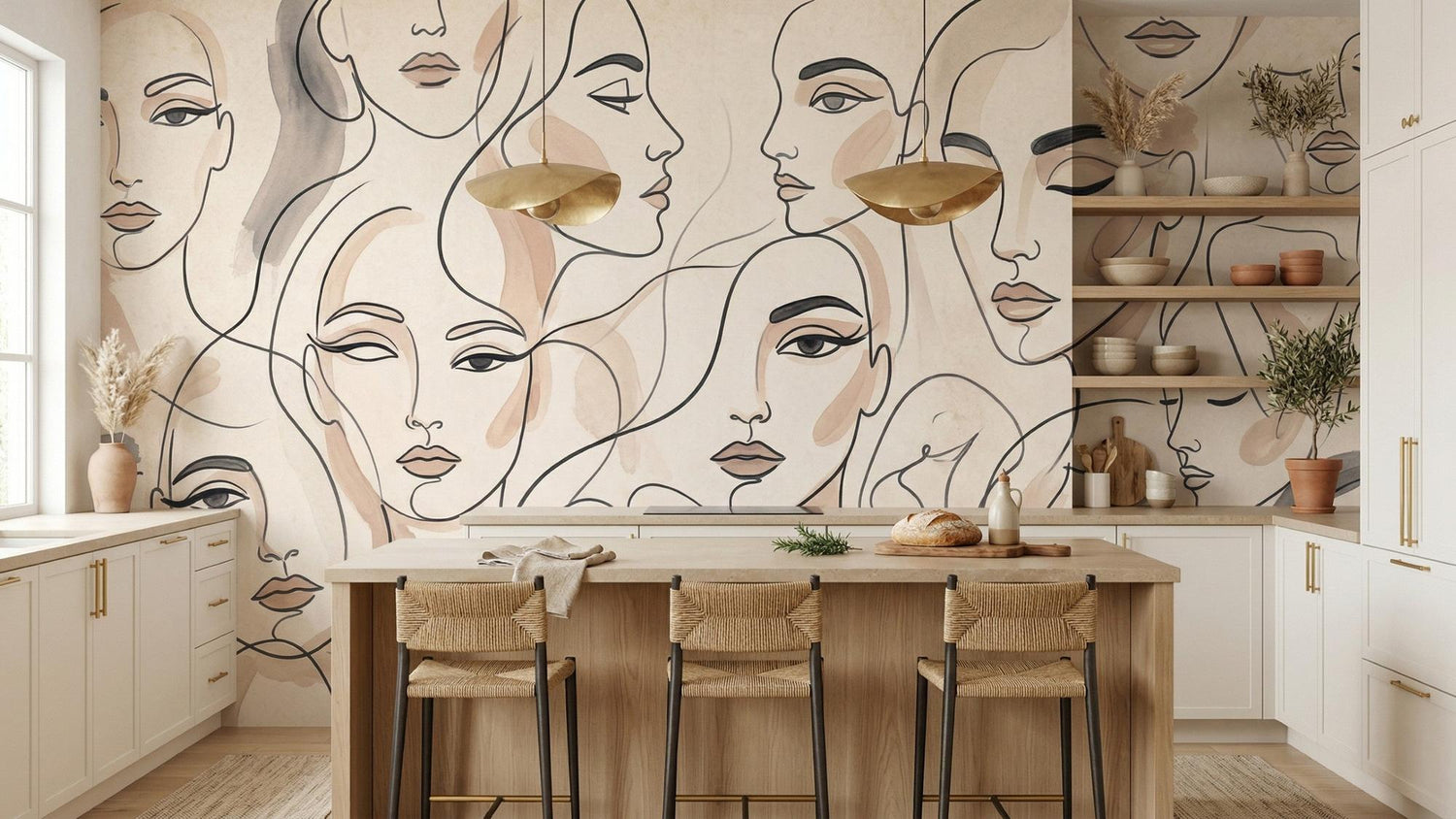 Abstract Neutral wallpaper for Kitchen