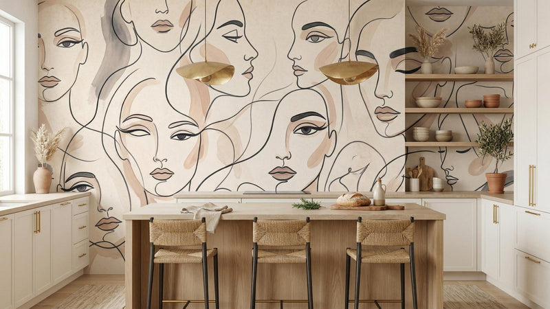 Abstract Neutral wallpaper for Kitchen