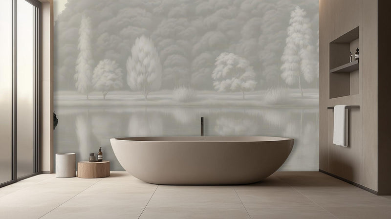 Banyo için Çağdaş Nötr duvar kağıdı