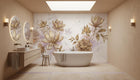 Contemporary cream wallpaper for Bathroom