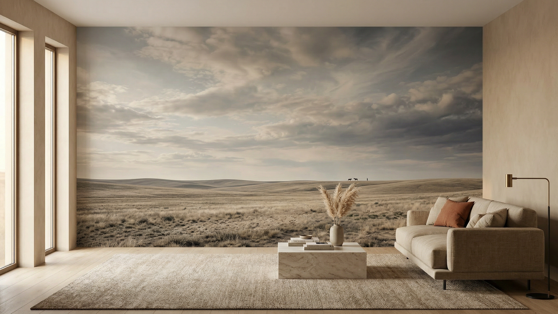 Minimalist Neutral wallpaper for Living Room