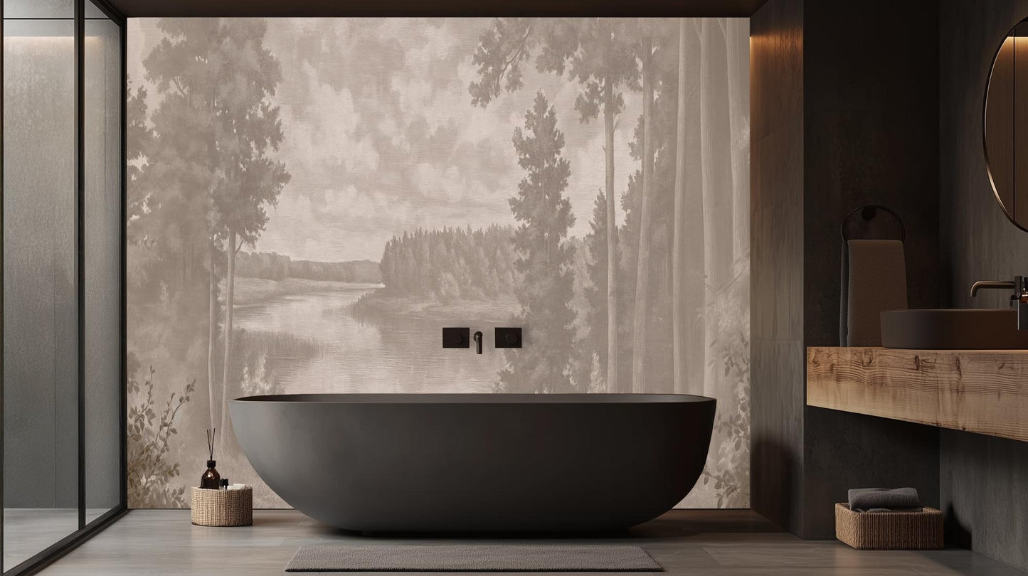 Traditional Neutral wallpaper for Bathroom