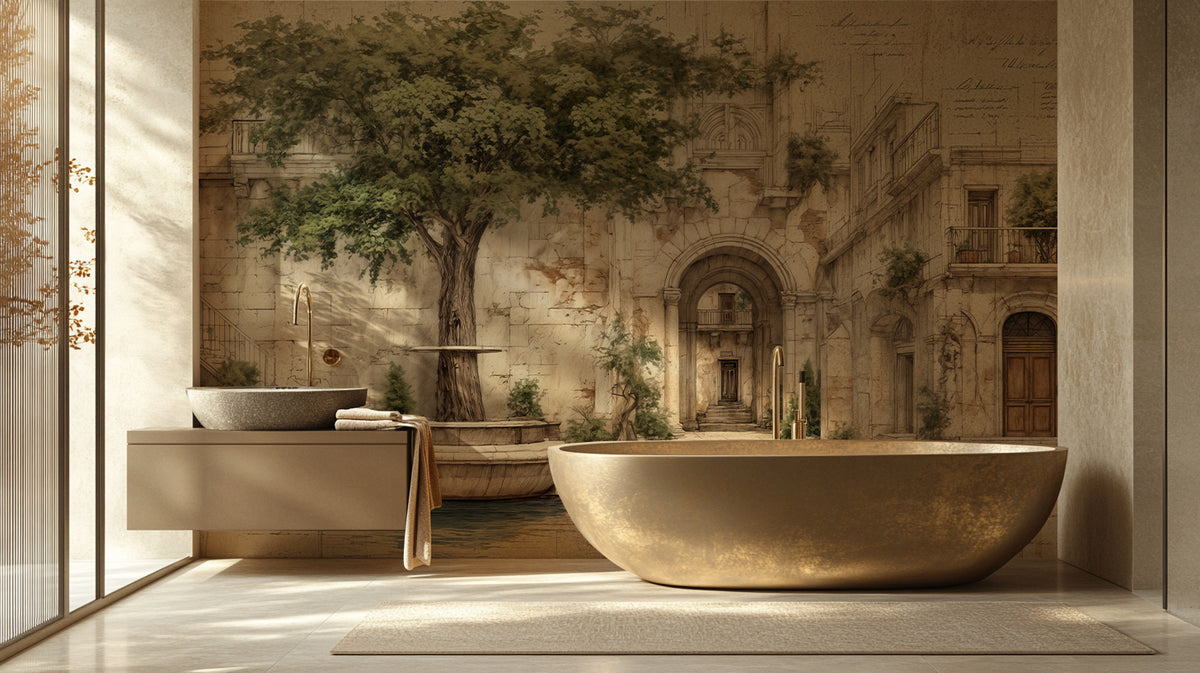 Traditional Neutral wallpaper for Bathroom