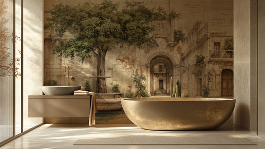Traditional Neutral wallpaper for Bathroom