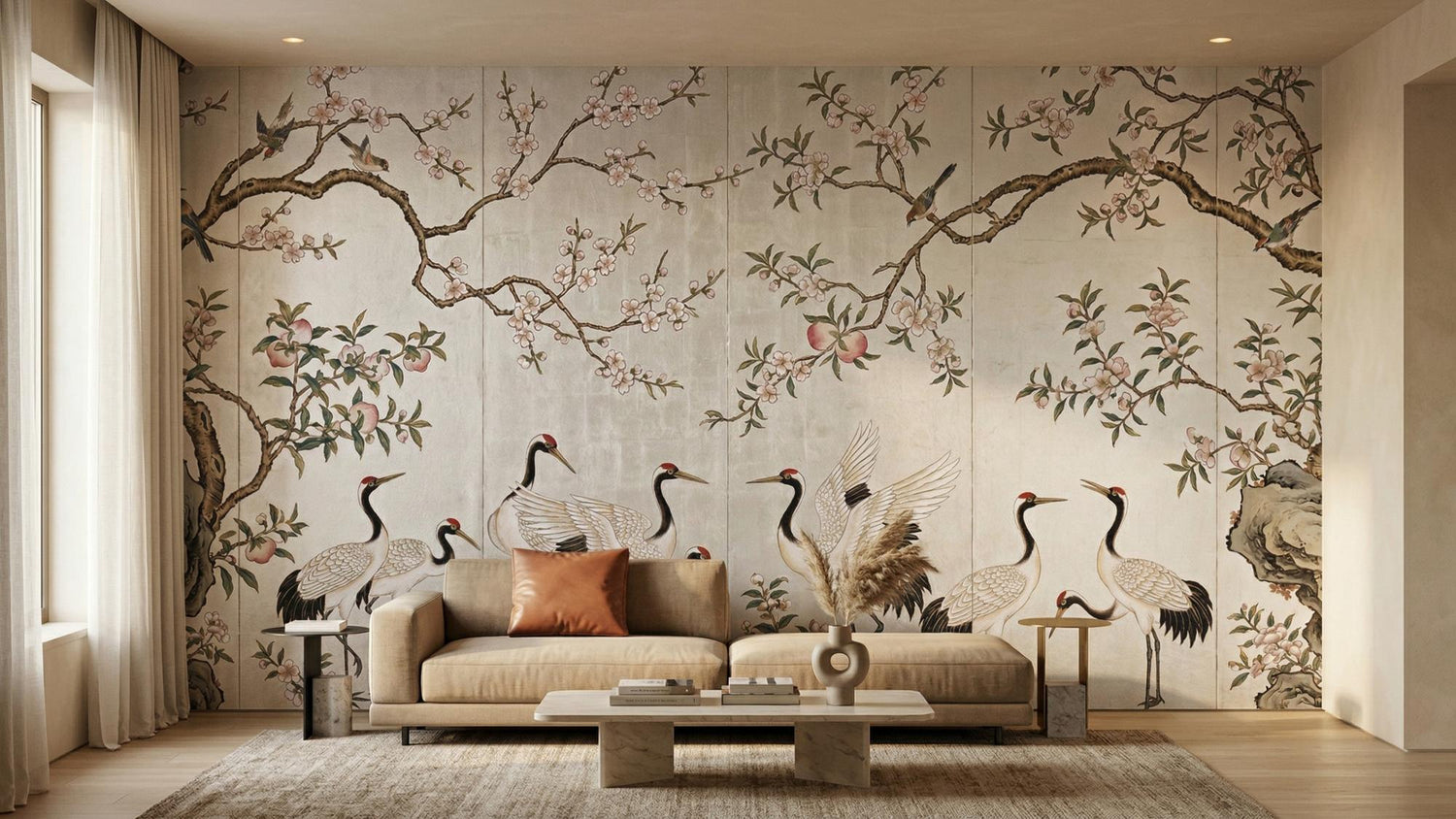 Traditional Neutral wallpaper for Living Room