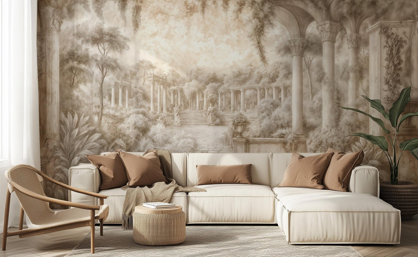 Traditional Neutral wallpaper for Living Room
