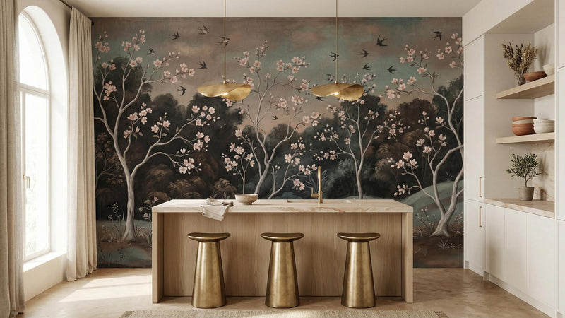 Transitional Neutral wallpaper for Kitchen