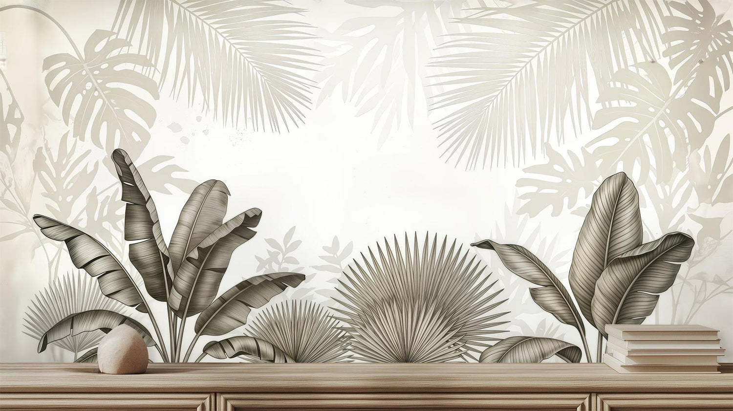 Tropical Neutral wallpaper for Living Room