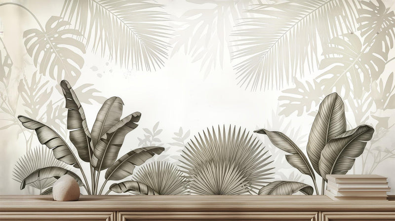 Tropical Neutral wallpaper for Living Room