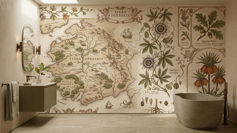 Banyo için Vintage Nötr duvar kağıdı