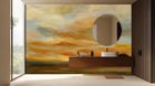 Abstract Orange wallpaper for Bathroom