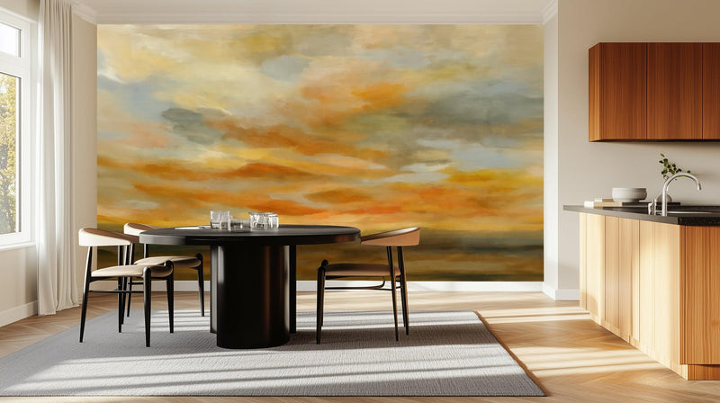 Abstract Orange wallpaper for Dining Room