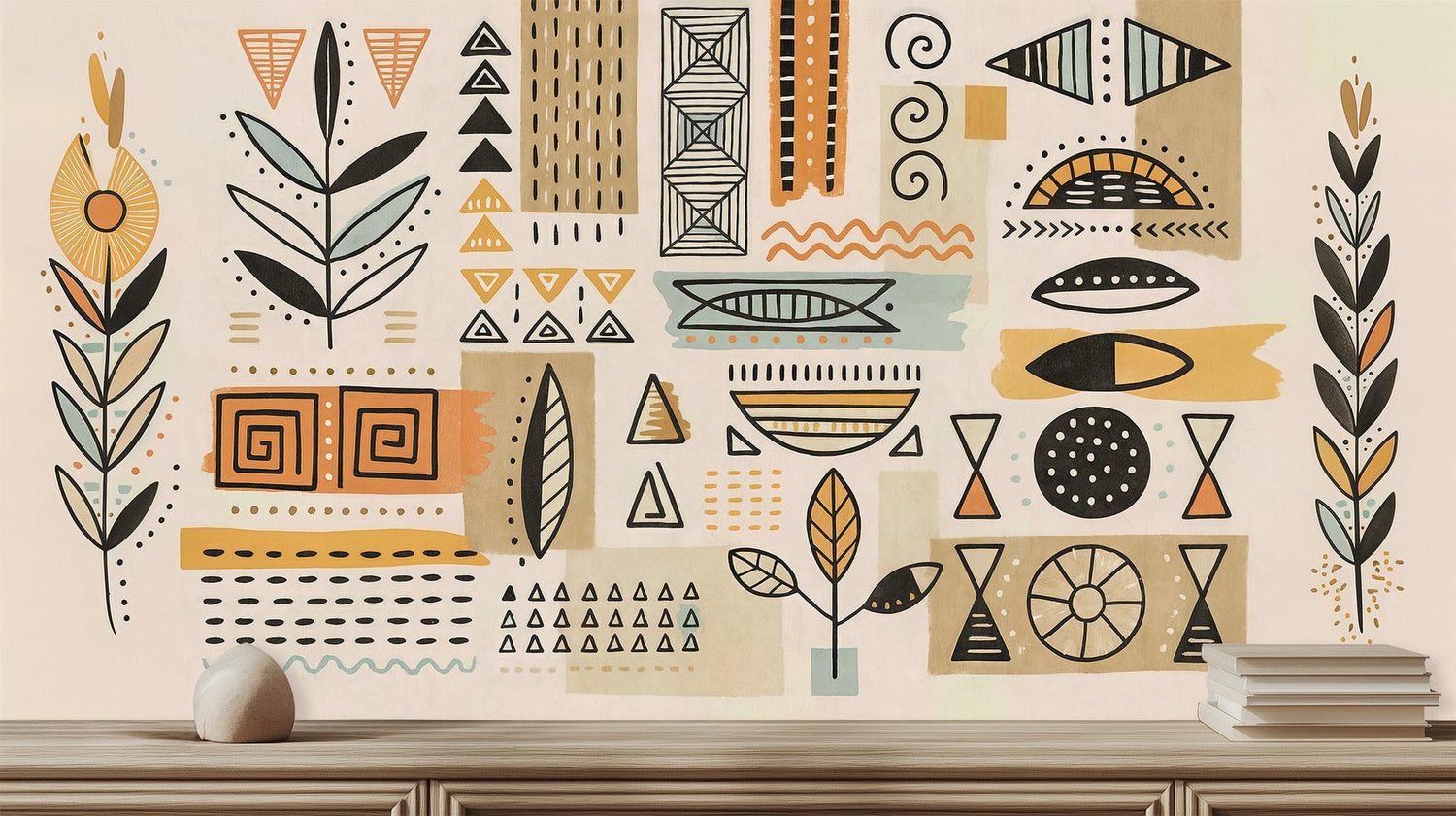 Abstract Orange wallpaper for Living Room