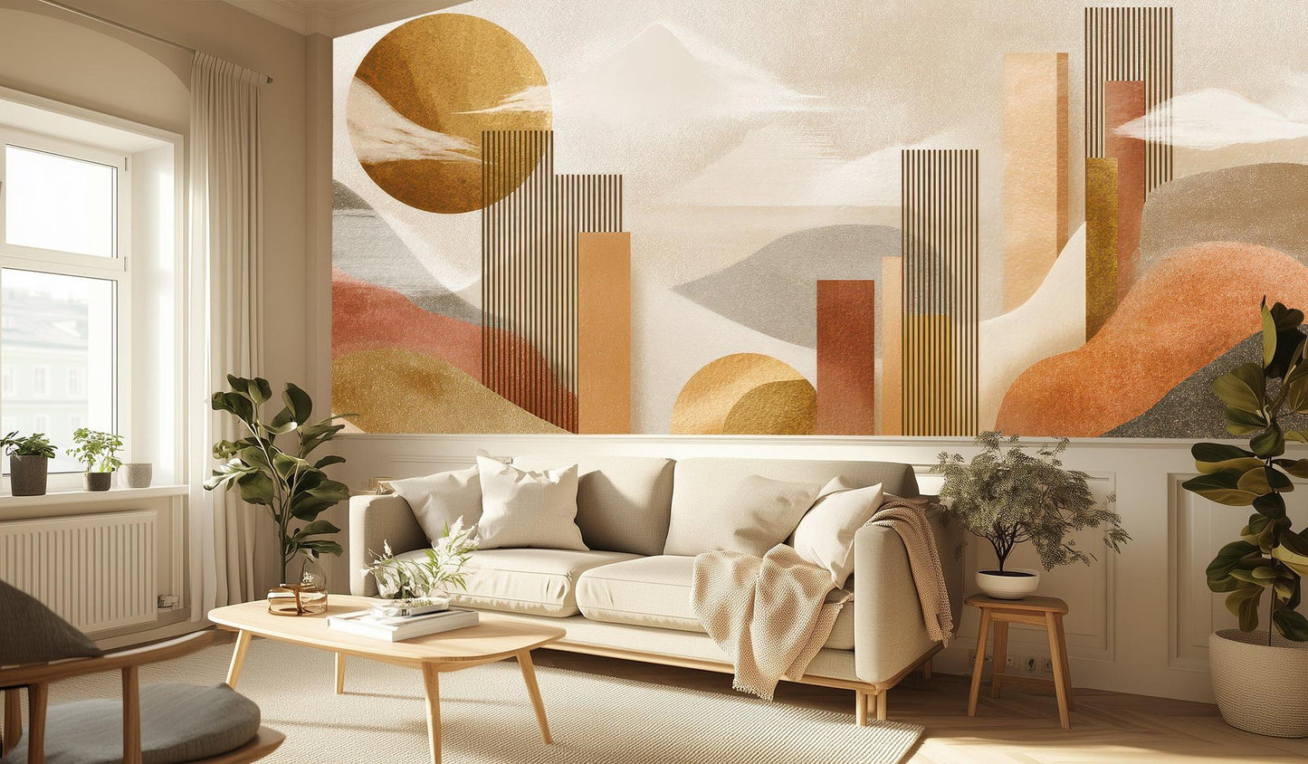 Abstract Orange wallpaper for Living Room