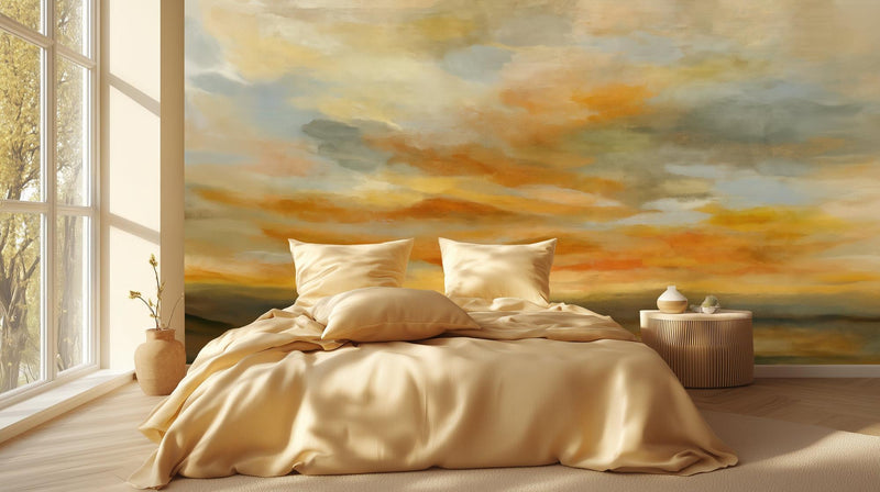 Contemporary Orange wallpaper for Bedroom
