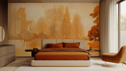 Contemporary Orange wallpaper for Bedroom