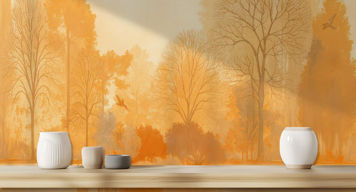 Contemporary Orange wallpaper for Bedroom