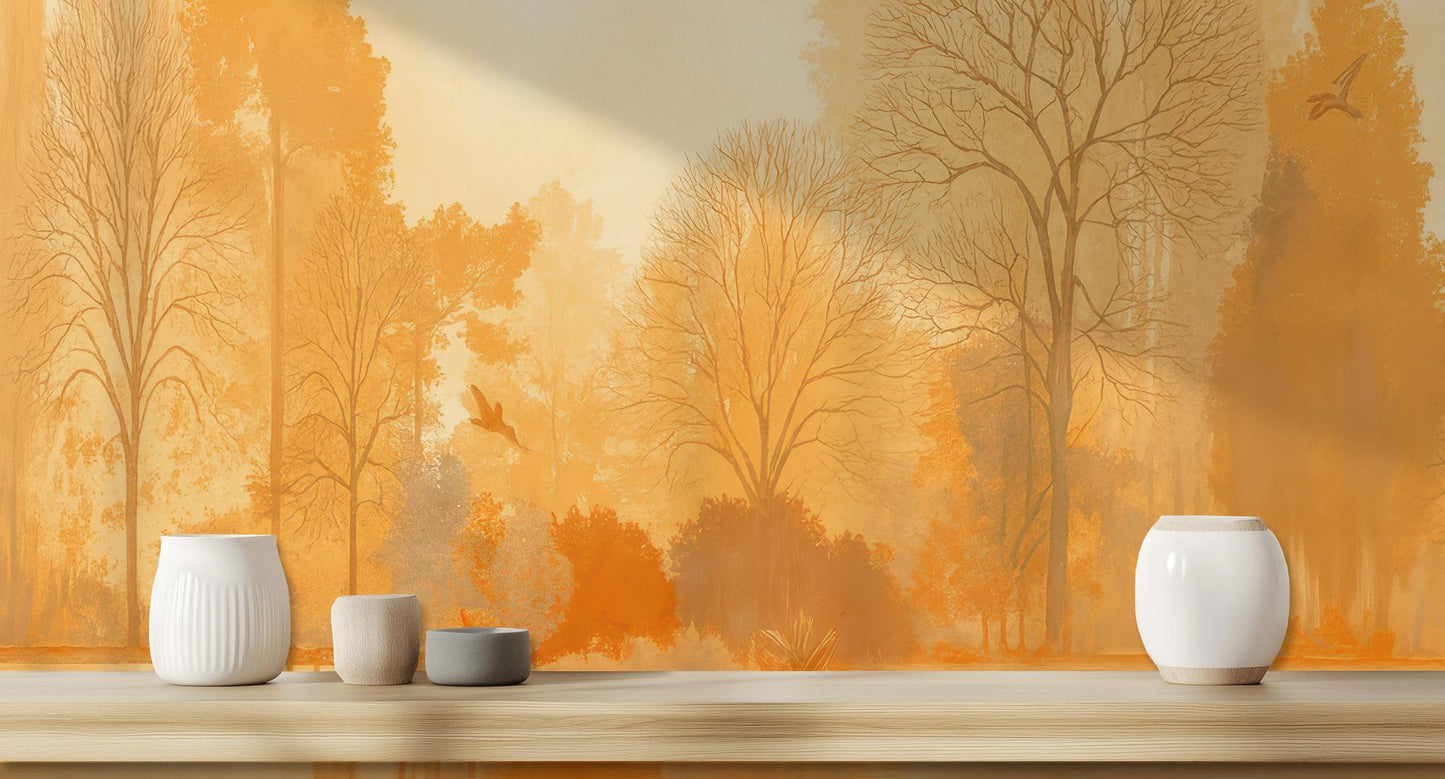 Contemporary Orange wallpaper for Bedroom