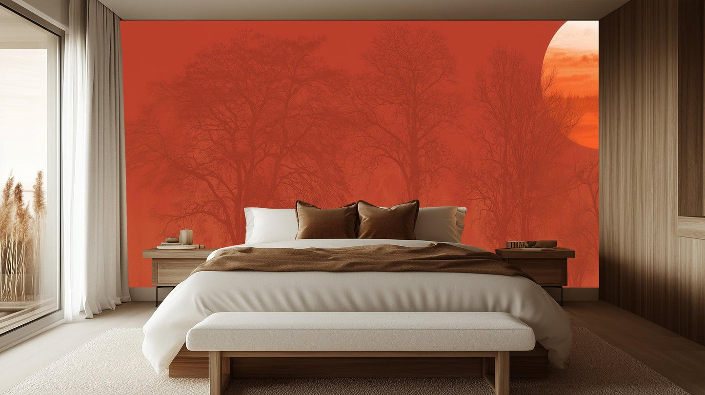 Contemporary Orange wallpaper for Bedroom