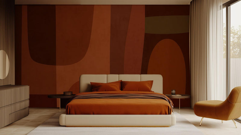 Contemporary Orange wallpaper for Bedroom