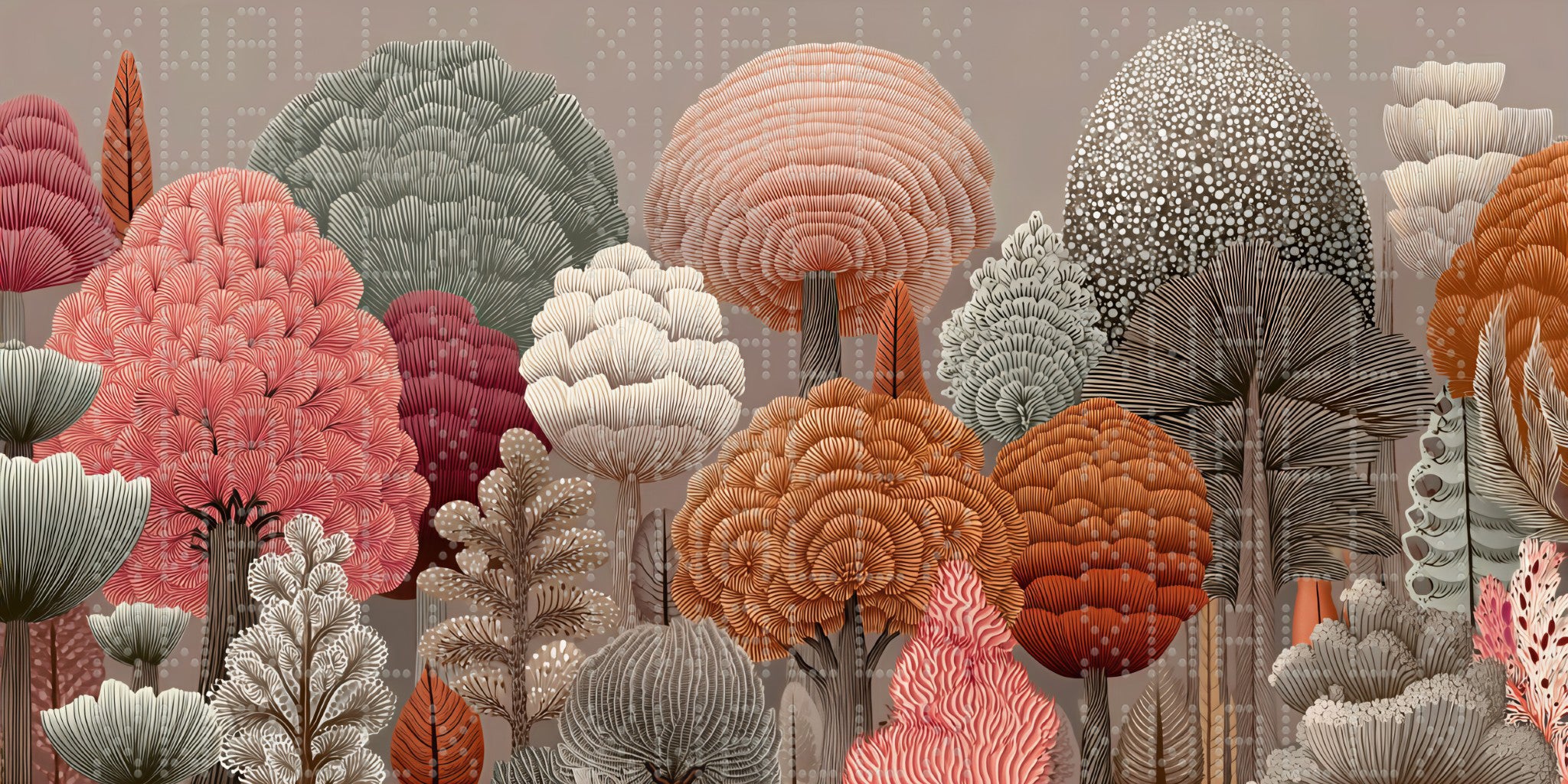 Textured Coral Grove Wallpaper