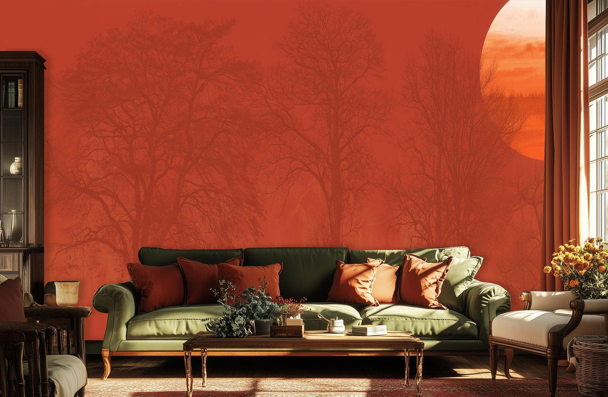 Contemporary Orange wallpaper for Living Room